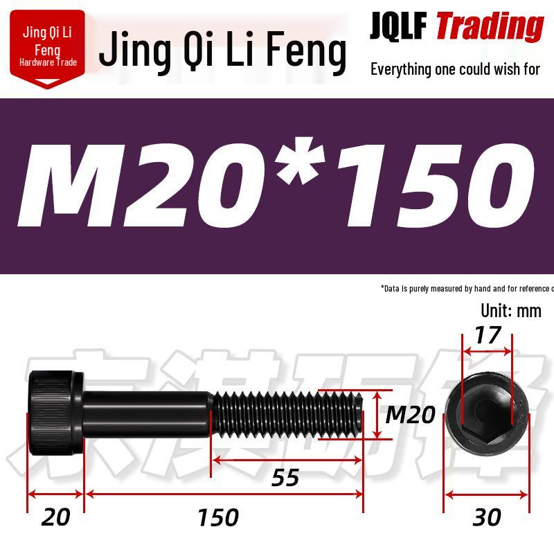 M18-20 High-Strength Black Hex Socket Head Cap Screws with Knurled Cylindrical Bolts
