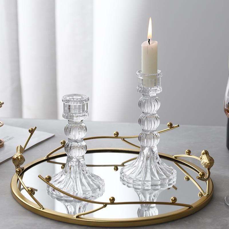 Nordic Simple Crystal Glass Candlesticks Are for Table Weddings Light Luxury Romantic Atmosphere Decorations Photo Props