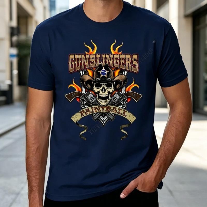 Cool Skull with Flames TShirt Unisexs Fashion Streetwear Hip Hop Graphic Tee Unisexs Casual Cotton Tops Cotton Casual Daily Wear