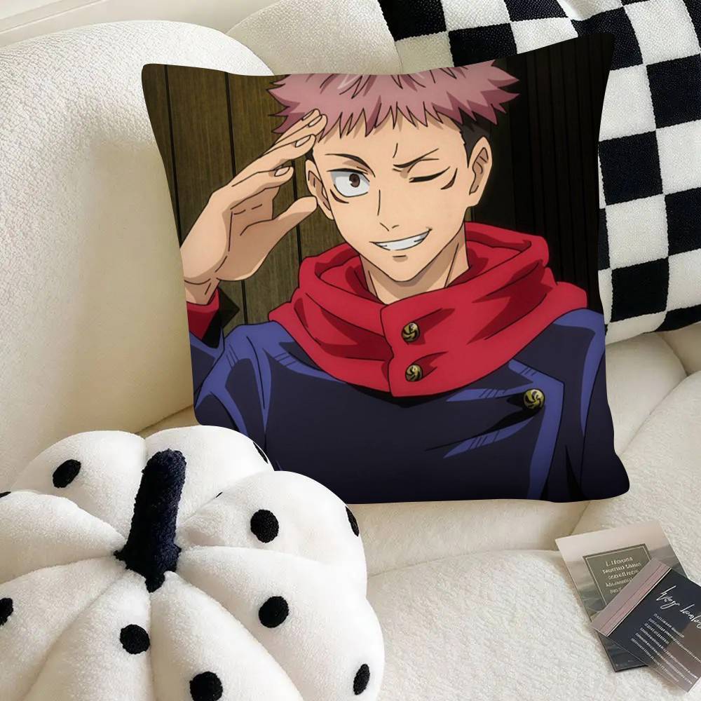 Anime-Charakter Yuji Itadori Kissenbezug Modischer quadratischer Kissenbezug Schlafzimmer Sofa Raum Ins Dekoration Freizeit