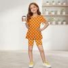 Sommer-Outfit-Set für Mädchen Polka-Dot-Print Kurzarm-Oberteil mit Rüschensaum und Shorts