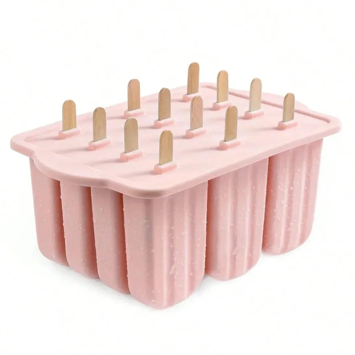

Popsicle Molds Silicone 12 Pieces Popsicle Trays for Freezer Homemade Ice Cream Popsicle Molds with 50Pcs Popsicle Sticks