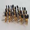 Gold Plated 3+3 Long Position Acoustic Guitar Tuning Pegs with Black Plastic Heads