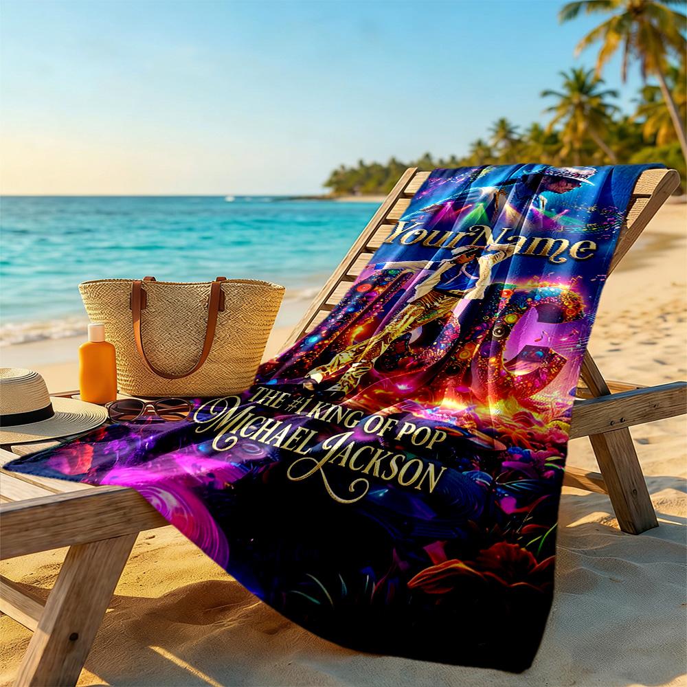 Michael Jackson Personalized Name Beach Towel High Absorbency & Quick-Dry Suitable for Swimming Gym Camping Yoga Vacation