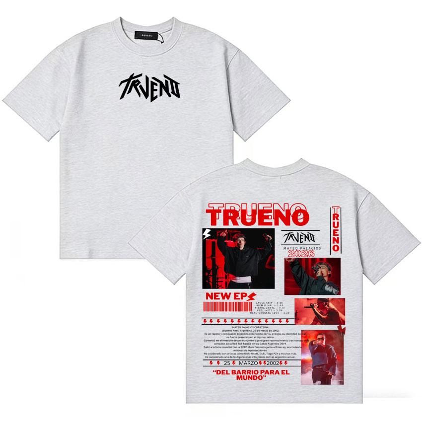 Rapper Trueno 2026 Tour Graphics Tshirt Unisexs Women Clothing Hip Hop Short Sleeve Tee Shirt Cotton Oversized Tshirts Streetwear