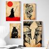 Japanese Silhouette Samurai Art Red Sun Koi Fish Posters Bamboo Modern Prints Canvas Wall Art Pictures Home Living Room Decor