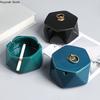 Creative Ceramic Ashtray Diamond Shaped Copper Buckle Storage Box with Lid Living Room Anti Fly Ash Home Decoration Accessories