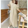 Cotton Linen Solid Muslim Dress Women Marocain Turkish Robe Femme Long Sleeve Maxi Dress Temperament Commuting  Abaya Vestidos