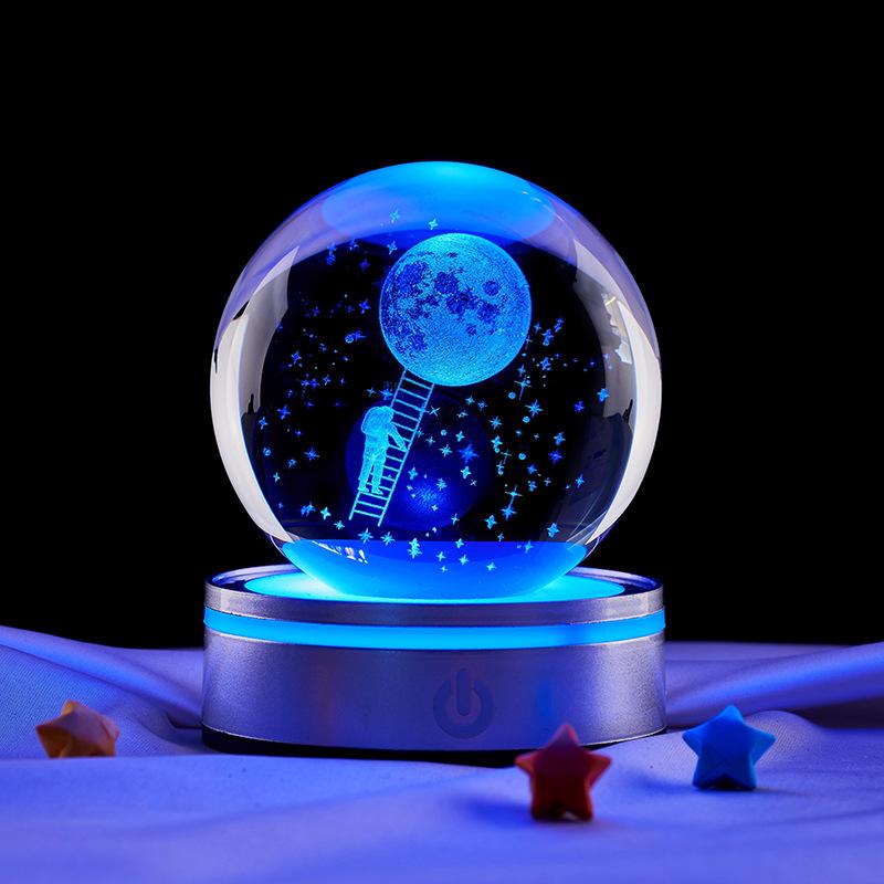 3D Laser Engraved Starry Sky Night Light Crystal Ball