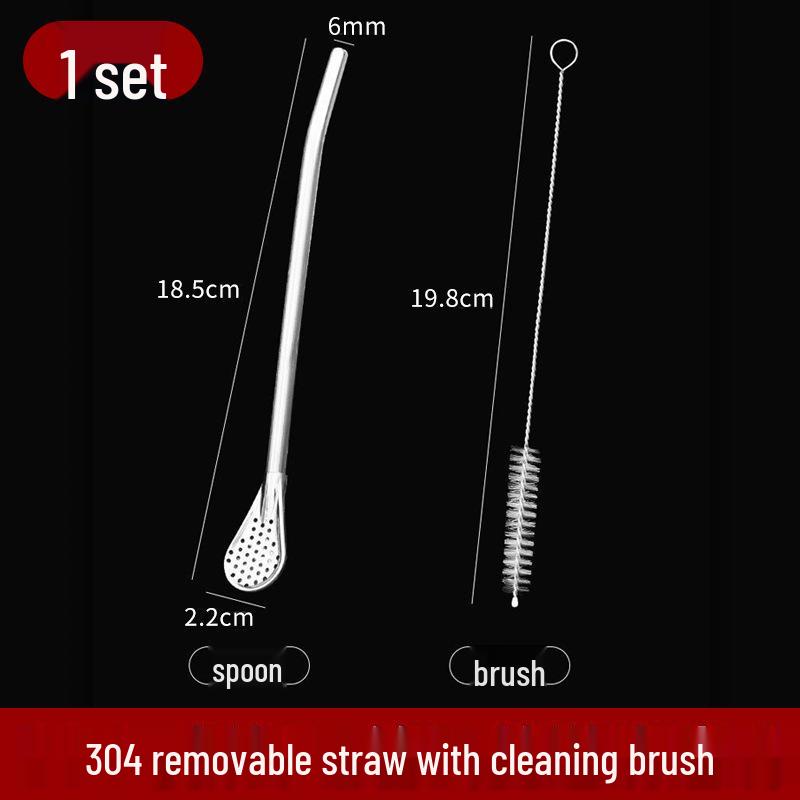 Dual-Purpose Stainless Steel Straw Spoon for Milk Tea