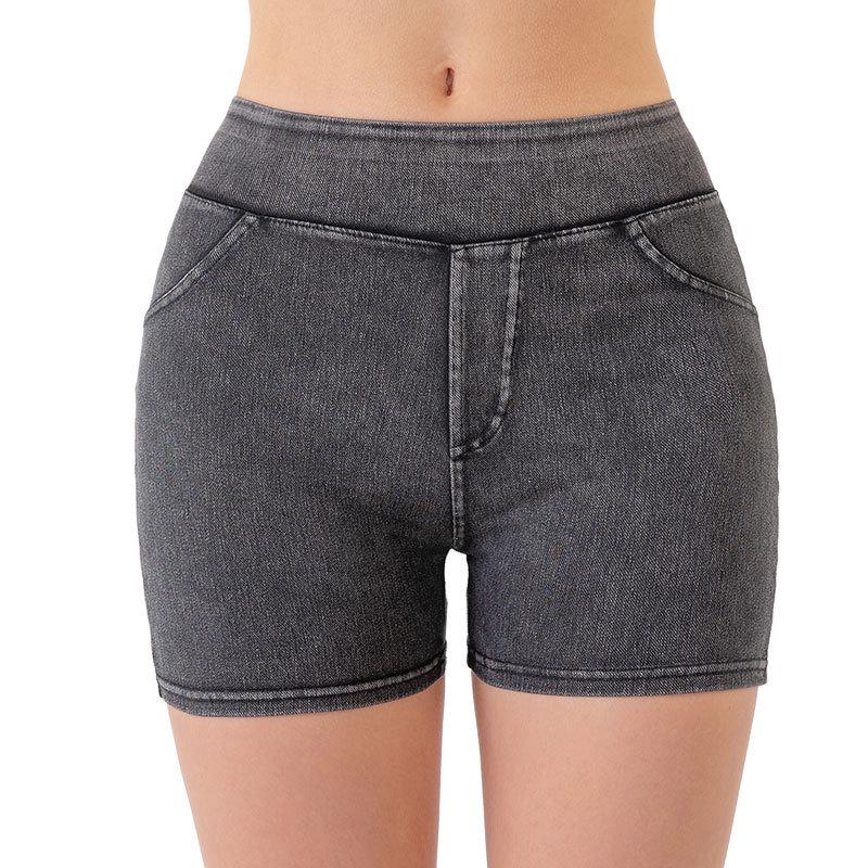 Shorts da Yoga in Denim a Vita Alta Solleva Glutei: Pantaloni Fitness da Donna Autunno/Inverno ad Alta Elasticità Controllo Pancia