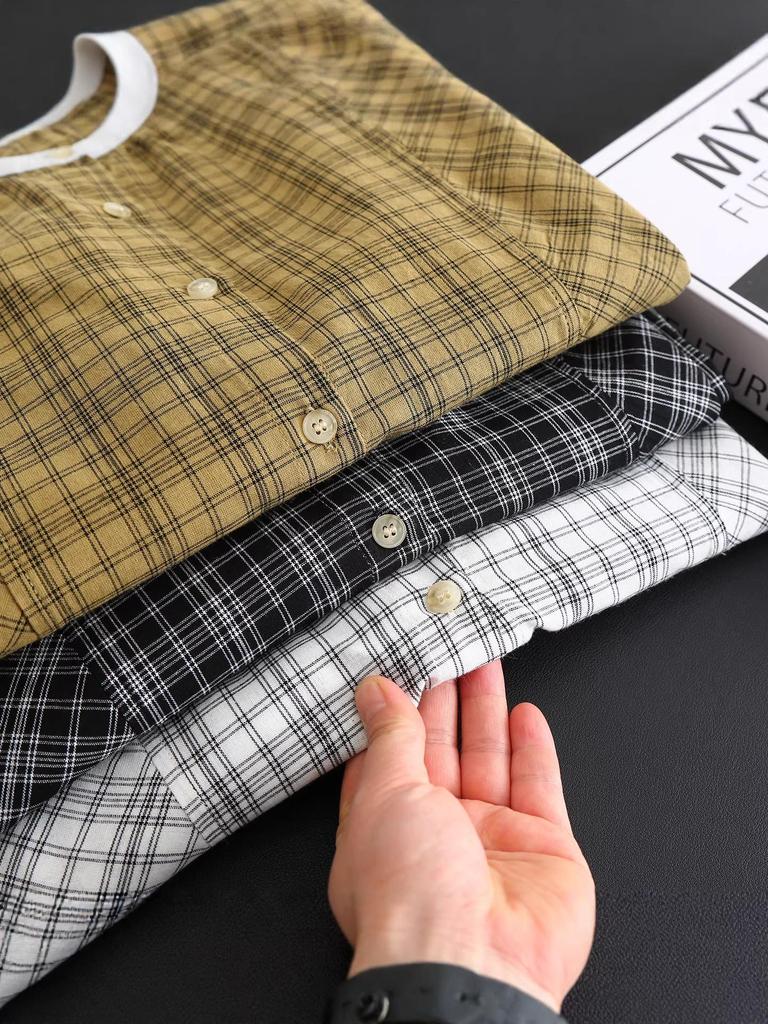 Women's Plaid Cotton Long-Sleeve Top - Slimming & Age-Reducing, Spring/Autumn Collection 2026
