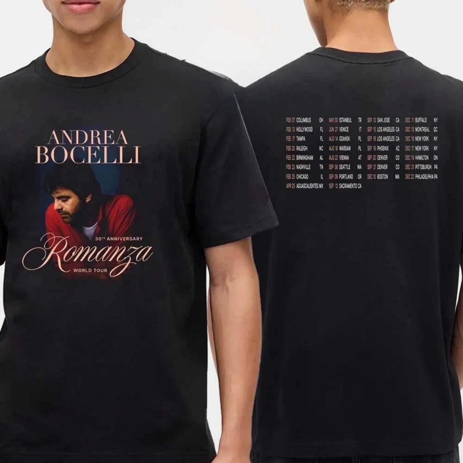 

Andrea Bocelli 2026 Tour Date Romanza 30th Anniversary World Tour T-shirt Daily Outdoor Retro Men s and Women s T-shirt S чёрный