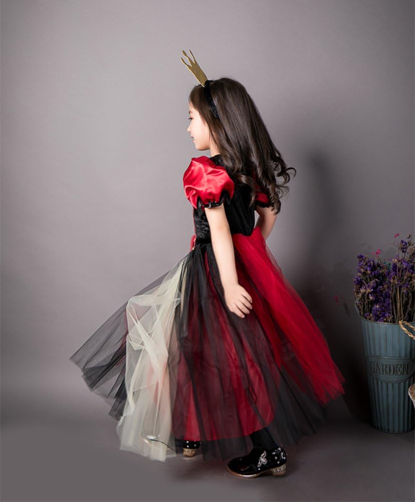 Alice in Wonderland Queen Fairy Tale Halloween Costume Height [cnstone] Children's Dress, Dress, Red, Girls' (Size 8T, 125-135cm)