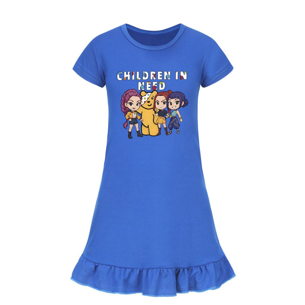 5103 Kids Girls Mira Zoey Rumi Printed Ruffle Short Sleeves Casual Dress