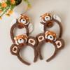 Cute Funny Raccoon Hair Accessories Women Students Washing Face Hairband Little Red Panda Ears Headbands Plush Cartoon Hair Drop