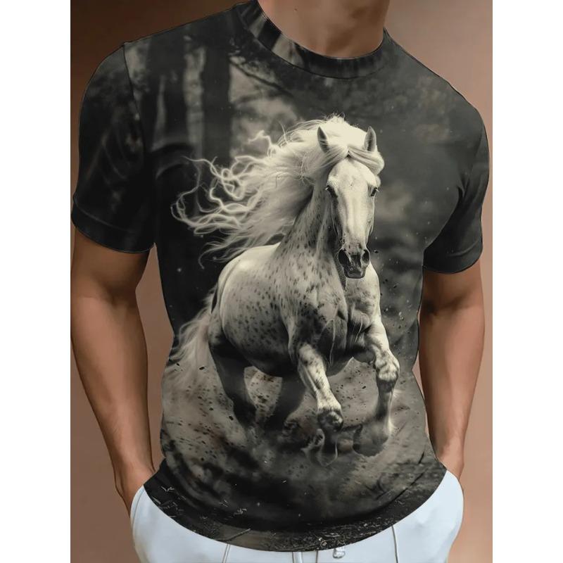 Summer Men's 3D Printed Crew Neck T-Shirt Fashion Versatile Trend Breathable Casual