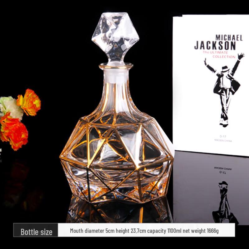 Flavinmci Diamond Gold Crystal Whiskey Decanter Set
