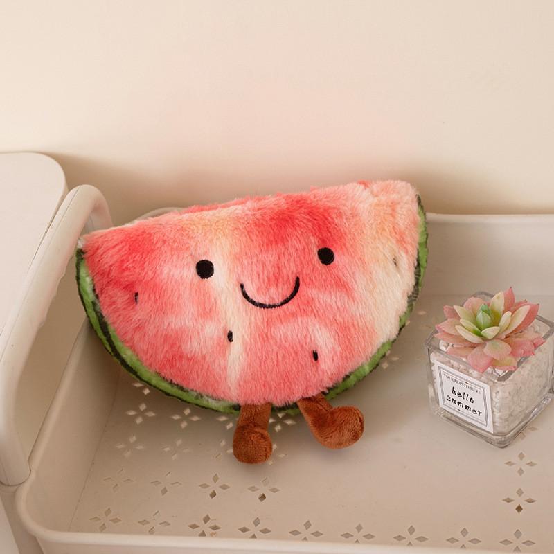 Shape Plush Watermelon Doll With Embroidery Design For Playroom Decor And Gift
