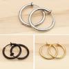 1/12 Pairs Magnetic Ear Clip Set Men and Women Stainless Steel Ring Cross Non-Perforated Fake Gauge Huggie Hoop Earrings Set