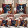 Prints Of The Strange Cats Pillow Case Comfort Sofa Bed Silky Elegant Invisible Zipper Decorative Cushion Cover