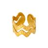 European and American diamond wave cross-line openwork openwork ring for women, 18k gold plated stainless steel wide-face ring