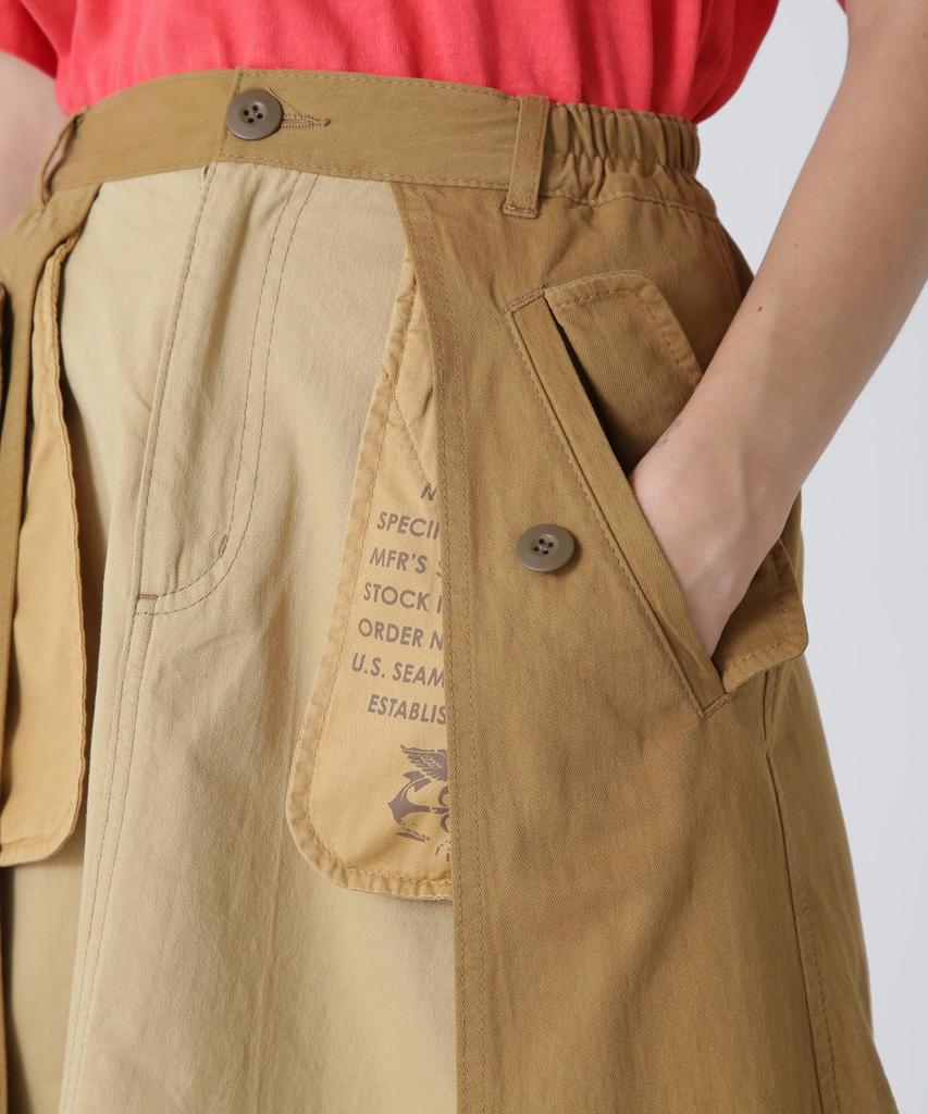 AVIREX MILITARY LAYERED LIKE SKIRT Women's M 386 Camel 783-4216601