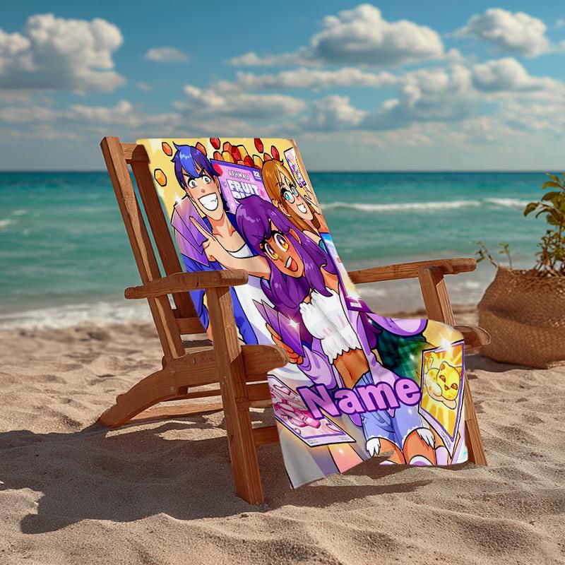 Custom Name Ultra-Soft Beach Towel with Aphmau Theme,Ideal for Pool - Camping, Diving - Perfect Travel Essential, Vibrant Beach Towel.