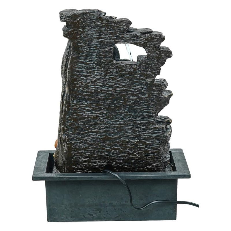 Fântână de apă de interior cu 4 etaje Lord Shiv din polirezină maro auriu pentru decorul casei cu LED,