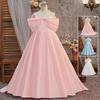 Cross-border Off-the-shoulder Princess Dress with Bow for Children - Long Evening Gown Costume
