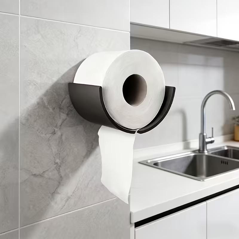 Creative Wall Mounted Waterproof Black Toilet Paper Holder Easy Install For Bathroom Decor