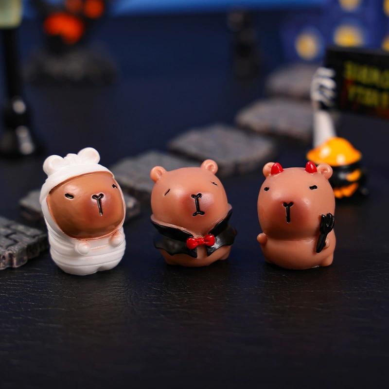 Halloween Miniatures Halloween Theme Capybara Ornaments Halloween Micro Landscape Mini Horror Desktop Figurine Decoration