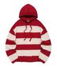 FALLETT Striped Sheer Knit Hoodie Red