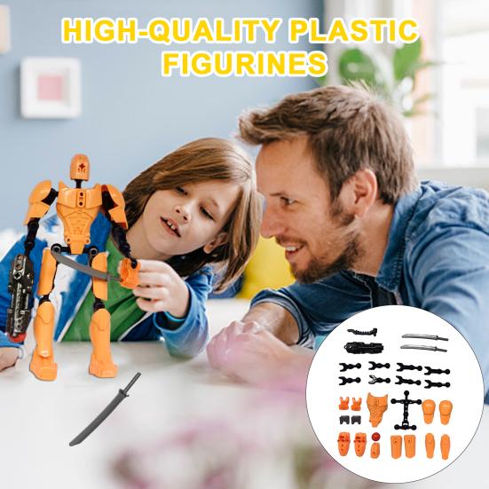 1 Set Action Figure Multi-Joint Movable Robot Toy Plastic Figure Doll for Home Office Desktop Decoration