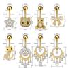 Moda Cristal Zircônia Gota de Água Laço Anel de Umbigo Coração Panda Piercing de Umbigo Para Mulheres Joias de Corpo de Praia