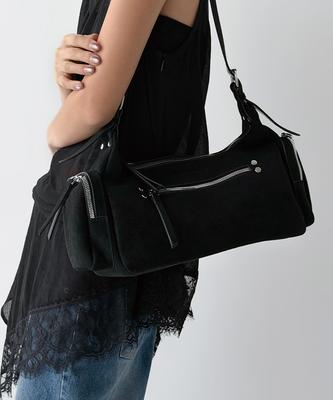The Green Lab Suede Cargo Shoulder Bag [Black]