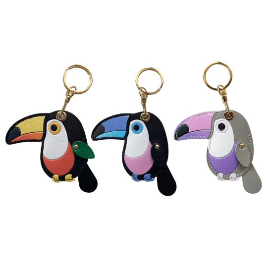 Keychain Pendant Imitation Leather Colorful Toucan Shape Key Chain with Universal