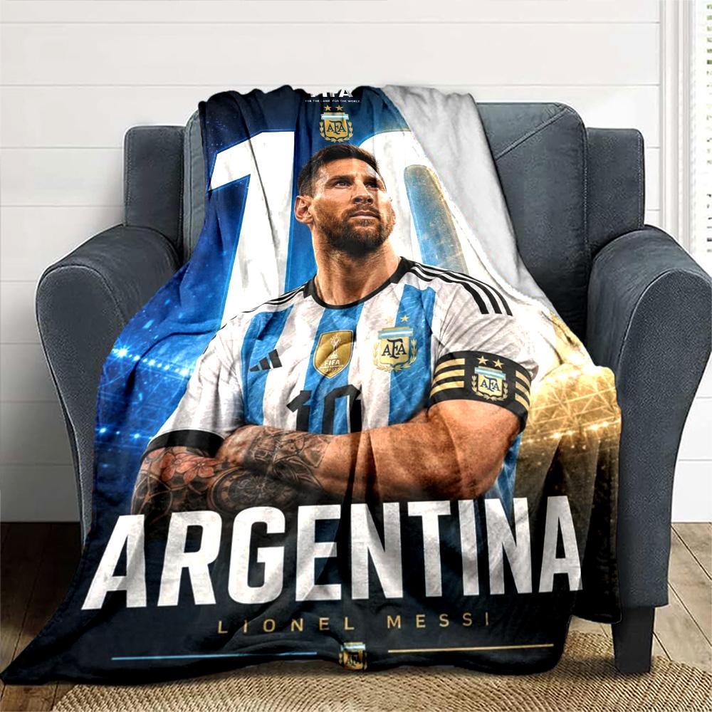 Football Messi Blanket Soft Warm Cozy Great for Couch Bed Bedding for All Occasions Digital Print Gifts For Family Or Friends