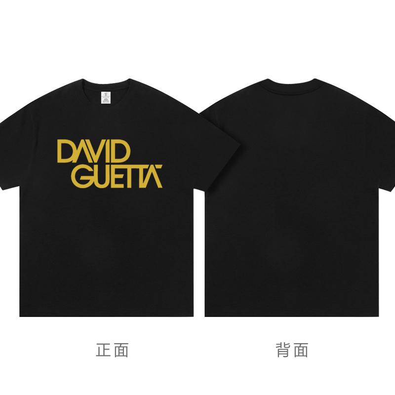 2025 New David Guetta Short Sleeve T-shirt Top 100 Dj Clothes Around Electronic Bungee Dance Pure Cotton Men and Women T Shrit