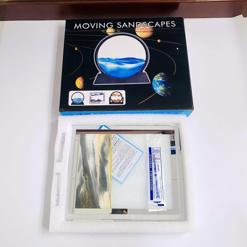 Ornament 3D Ruchomy Piasek Lustrzane Krawędzie Kwadratowy Obraz do Salonu - Szklana Dekoracja Rękodzieła Zestaw na Prezent