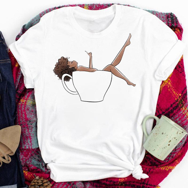 

Red Lips Drinking Red Wine Women Printed Short Sleeve Casual Cartoon Fashion Clothes Print Tee Top Tshirt Female Graphic T-Shirt S білий