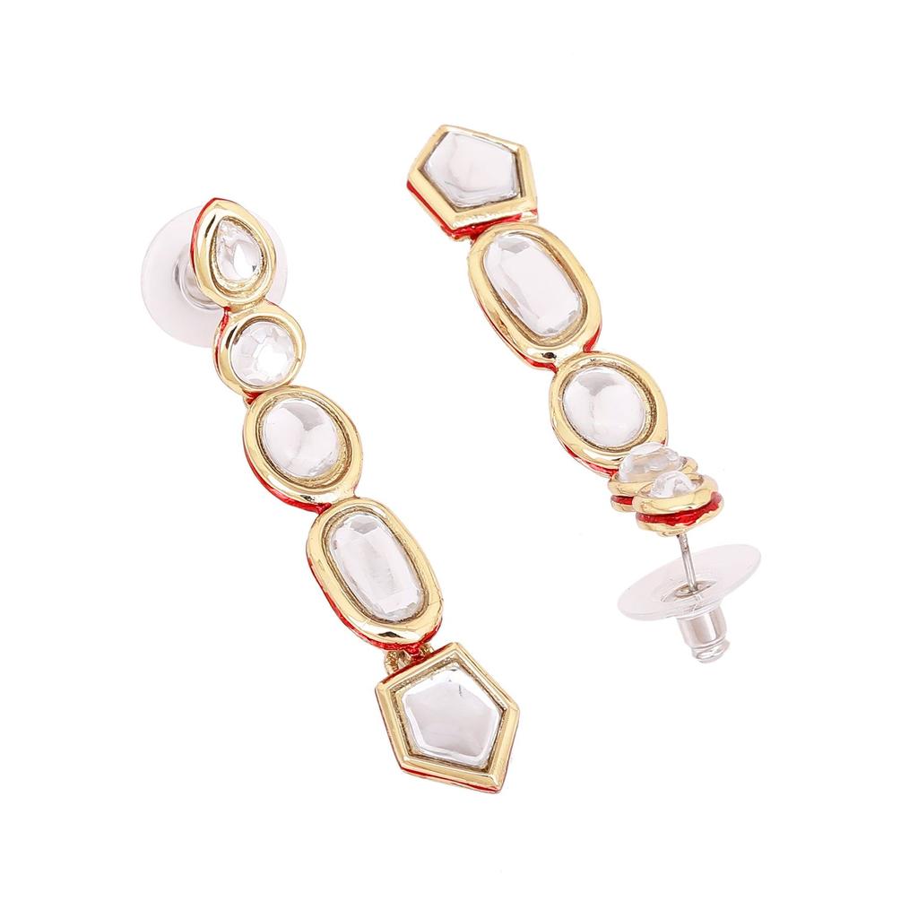 Gift Designer Long Traditional Kundan Earrings For Women