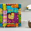Funny Little Cat Dog Bathing Shower Curtain Cartoon Animals Printed Bathroom Curtain