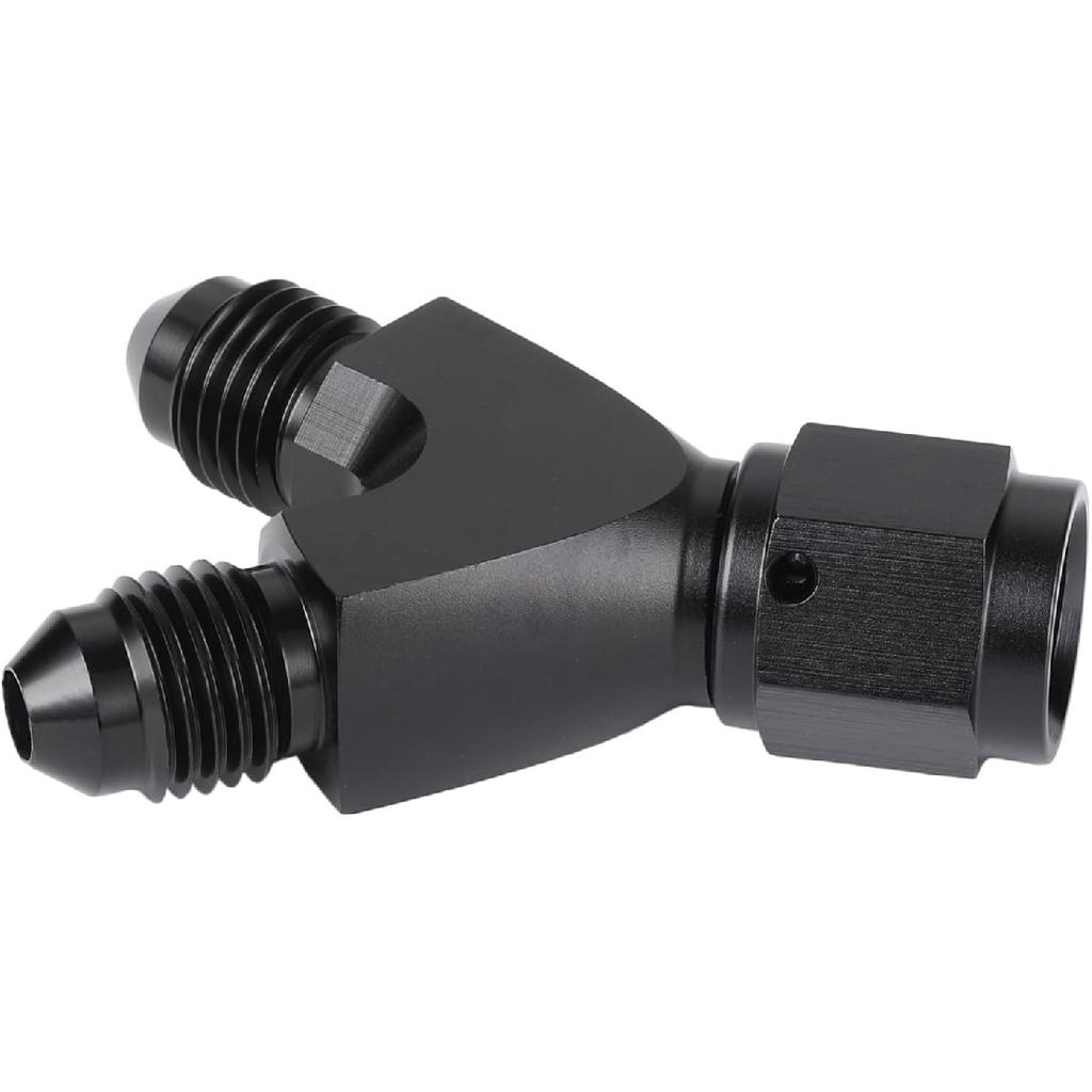4AN Female to Dual 4AN Male Y Block Fitting Splitter Adapter Union Aluminum Black