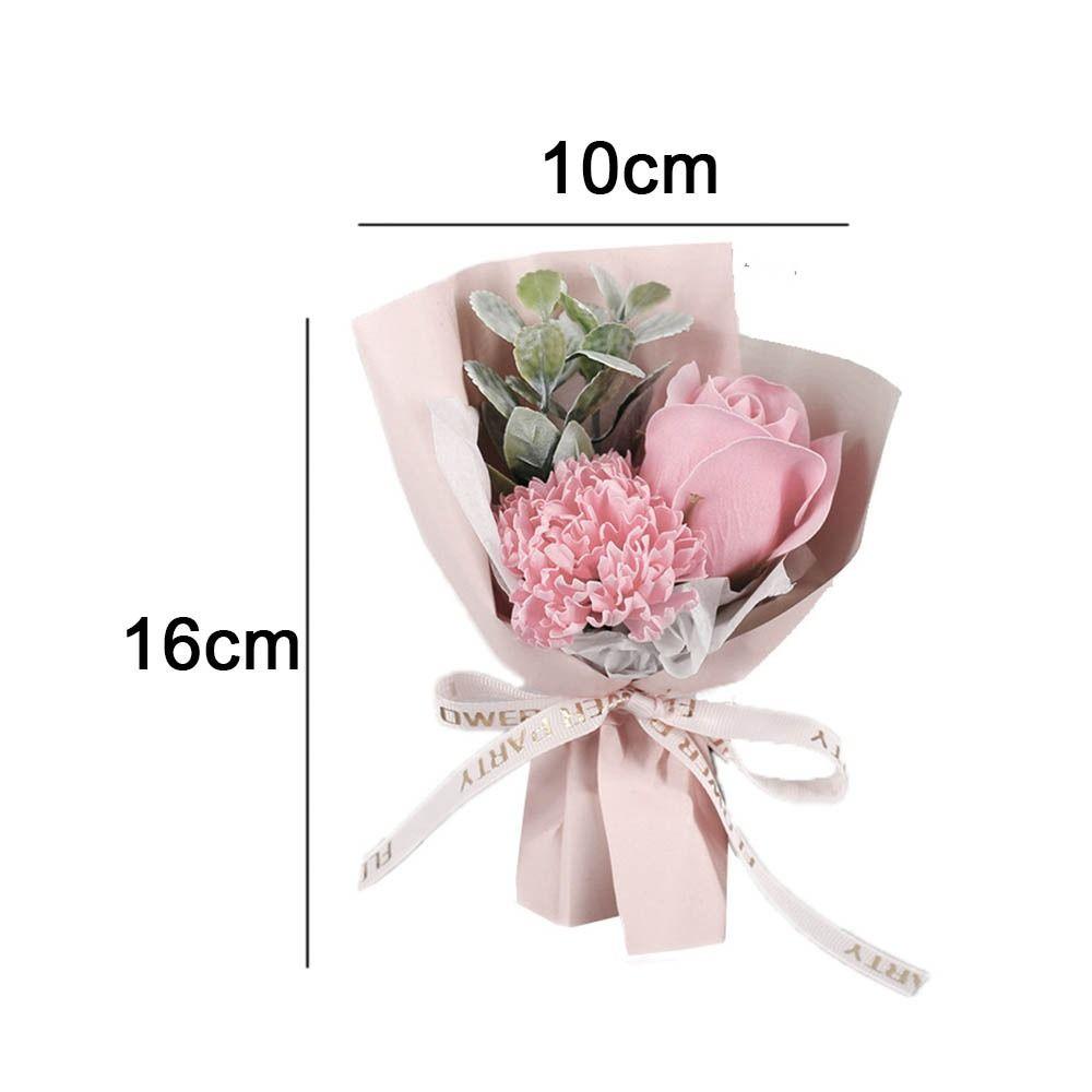 Rose Künstliche Rose Bouquet 3 Köpfe Handhaltend Künstliche Blumen Geschenkverpackung Mini Handhaltend Seifenblume Muttertag