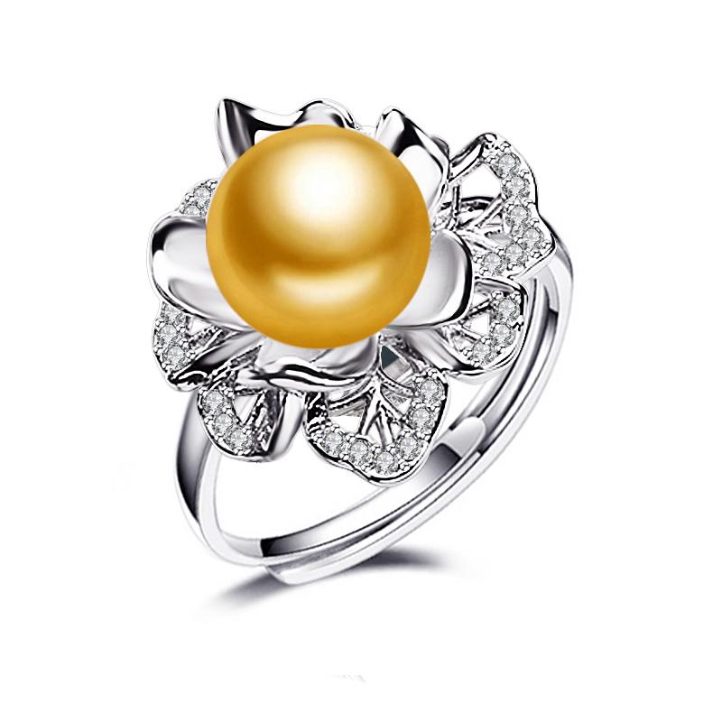 FENASY Natural Freshwater Pearl Rings For Women Cubic Zirconia CZ Wedding Engagement Flower Ring