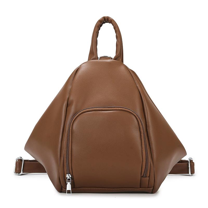 

Backpack Purse Women Waterproof Leather Light Casual Travel Handbags College Style Portable Multi-functional Shoulder School Bag коричневый