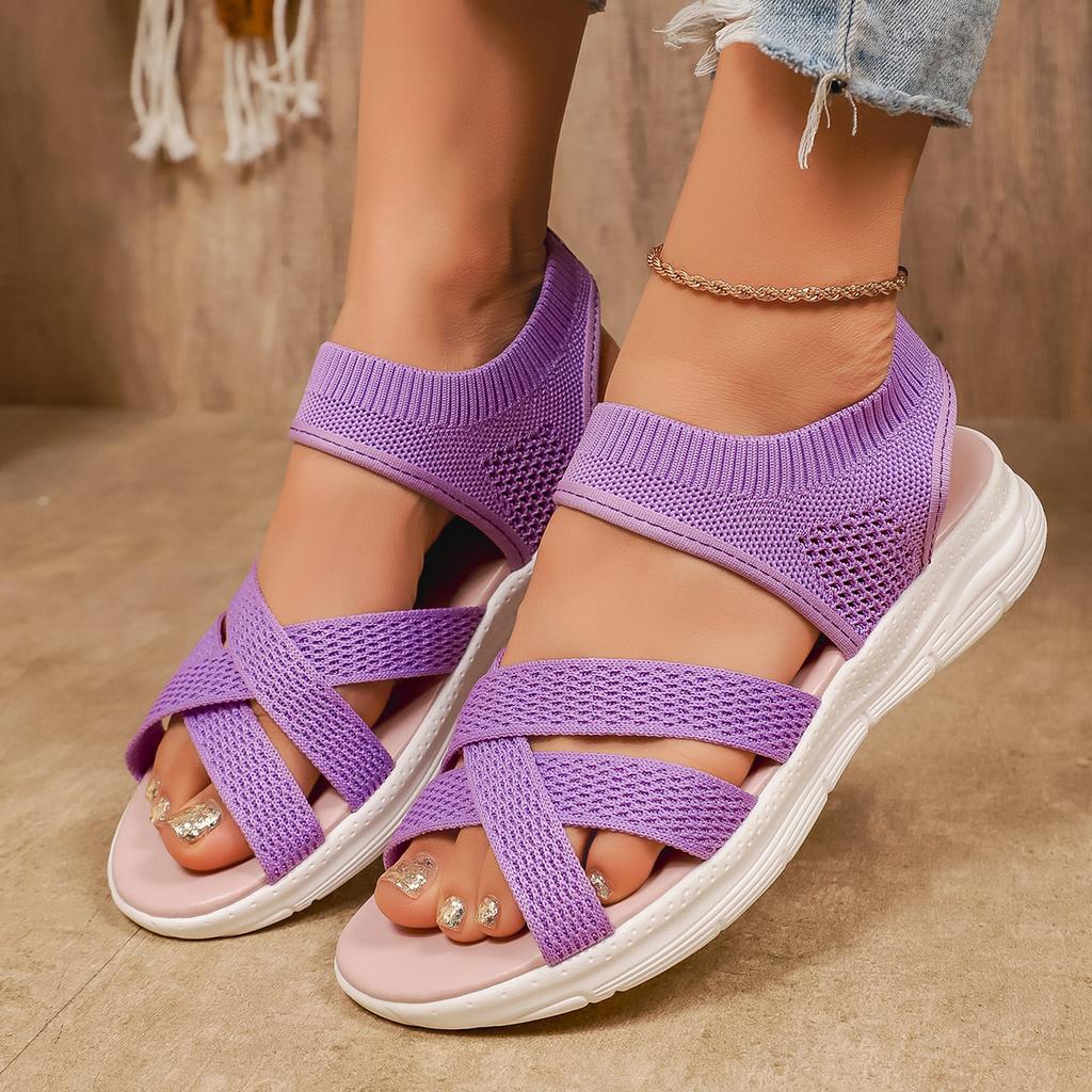 Large-Size Flat Sandals for Women – Summer New Comfortable Breathable Mesh Fabric Sandals