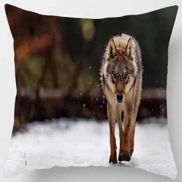 Animal World Tiger Lion Print Pattern Pillowcase Living Room Sofa Cushion Cover Bedroom Bedside Home Decoration 45x45cm