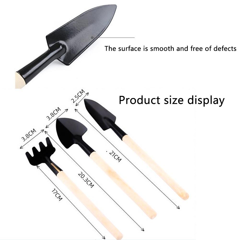 

3Pcs Shovel Rake Spade Set Mini Garden Hand Tools Kit Multifunction Garden Tool Sets Wooden Handle Hand Planting Tools for Kids